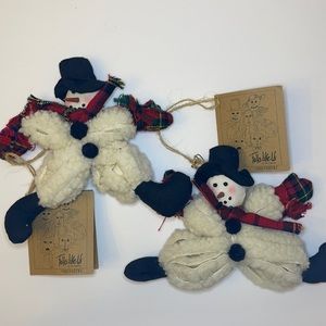 Set of 2 Handmade snowman ornaments